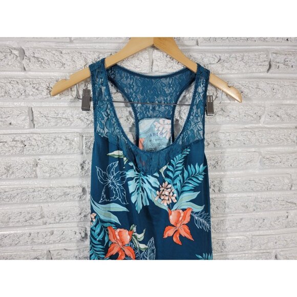 Apt 9 Women Top 1X Plus Pajama Tank Racerback Lace Blue Lightweight FLO398E - Picture 3 of 9